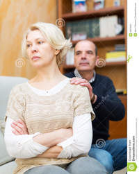 wife mature husband asking wife forgiveness guilty mature stock photo